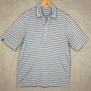 Criquet Mens Blue Stripe Golf Polo Size M Performance Pima Cotton Blend